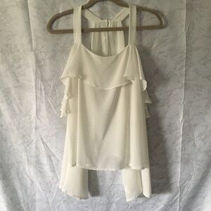 Sheer cold shoulder blouse